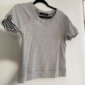All Saints Light Gray Striped Scoop Neck Sweater